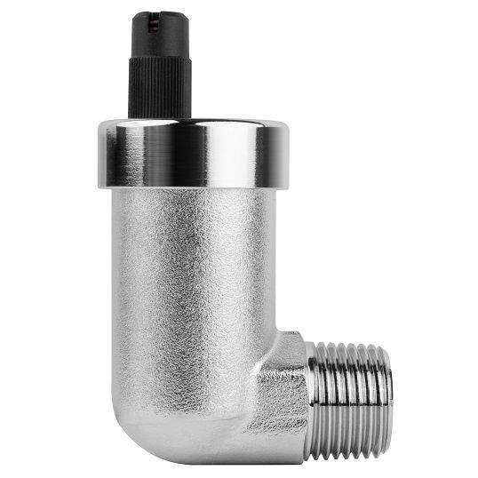 Odpowietrznik automatyczny kątowy AFRISO z zaworem AQUA STOP 1/2" chro