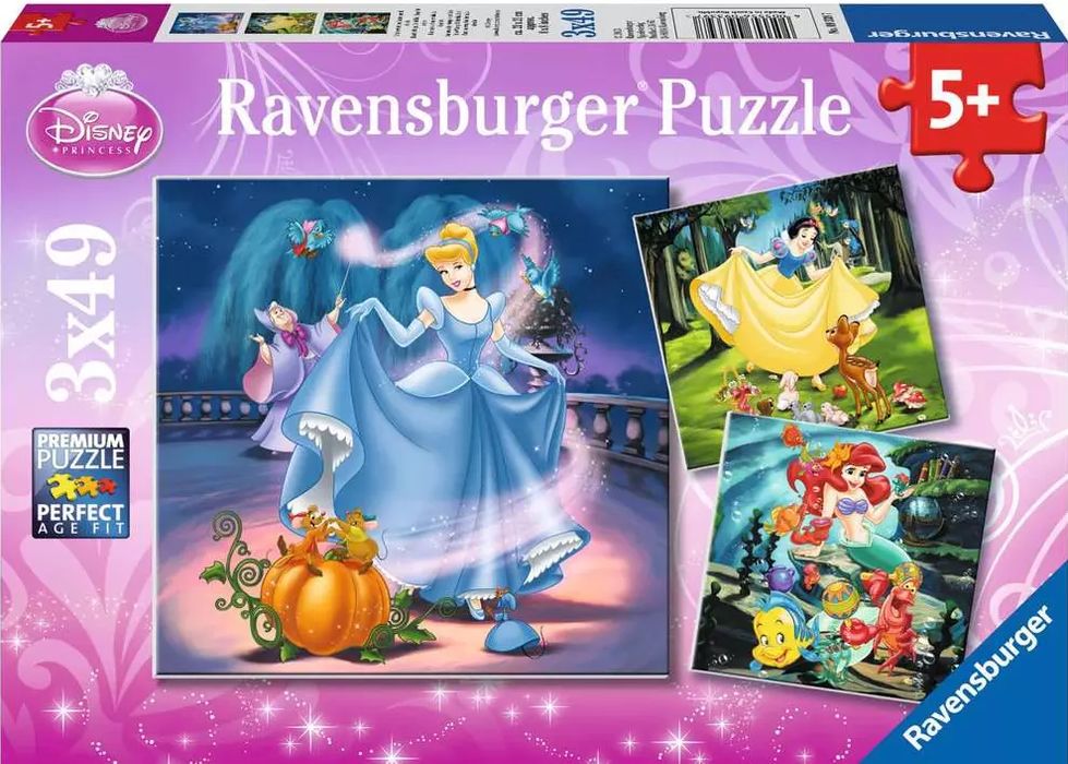 Puzzle 3x49 elementów. Disney Princess. Ravensburger
