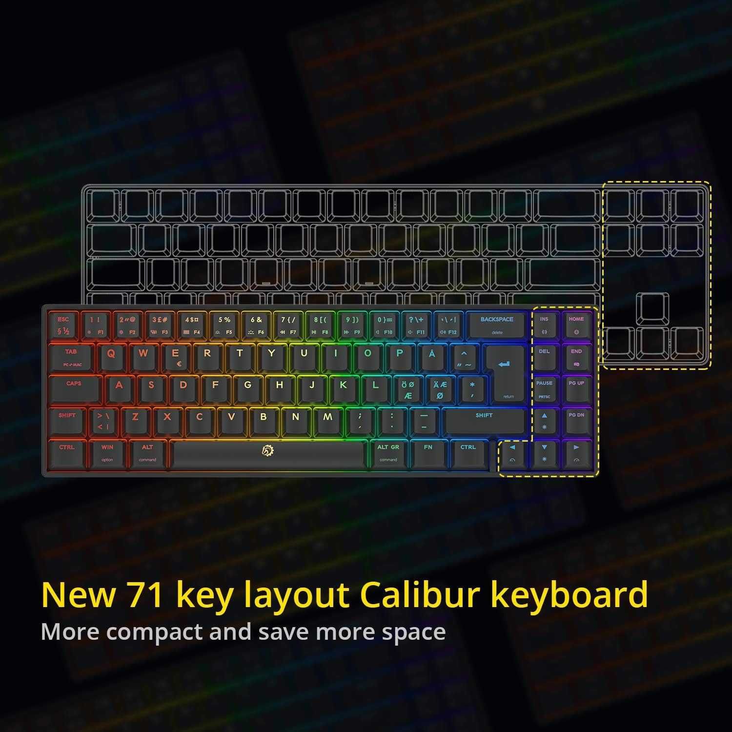 DREVO Calibur V2 TE RGB 60% przewodowa mechaniczna klawiatura