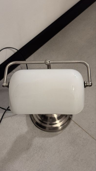 Lampa biurkowa do biura bankierska super stylowa retro satyna klosz
