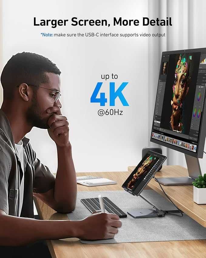 Stacja dokująca USB-C, aluminiowa podstawka ,HDMI USB-C-A iPada