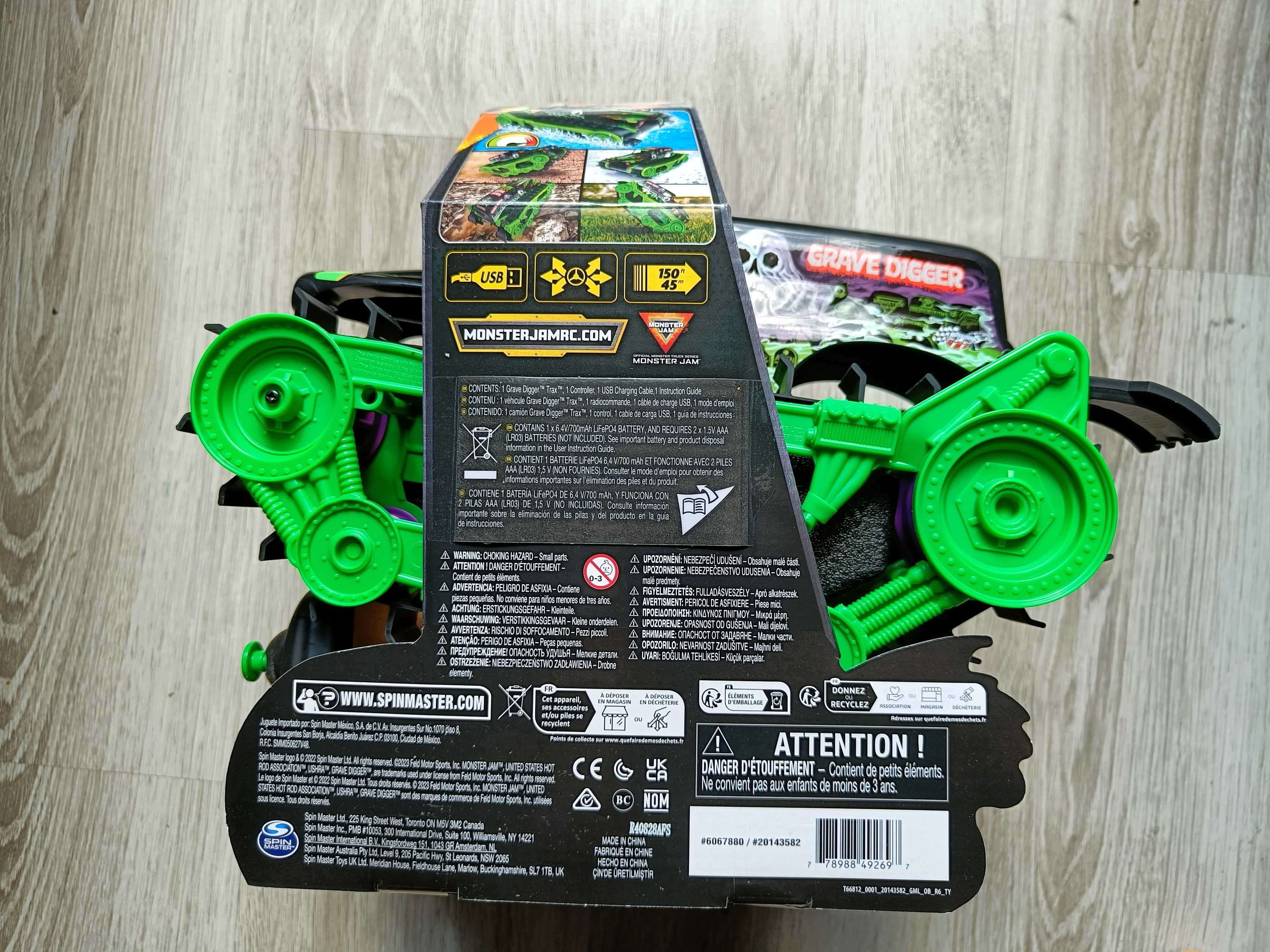 NOWY Zdalnie sterowany pojazd łańcuchowy Monster Jam Grave Digger Trax