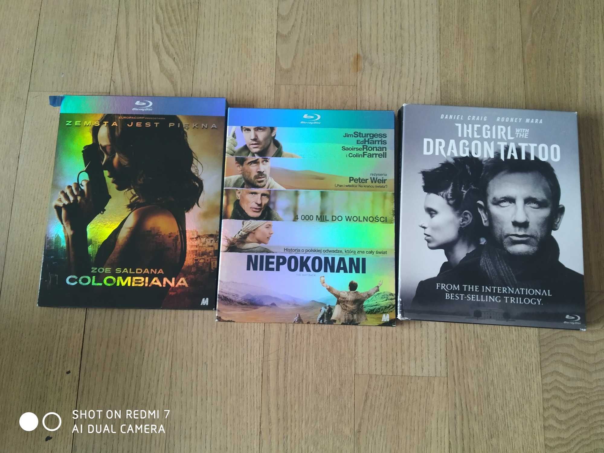 Filmy na blu-ray (Colombiana, Niepokonani, Dziewczyna z tatuażem)