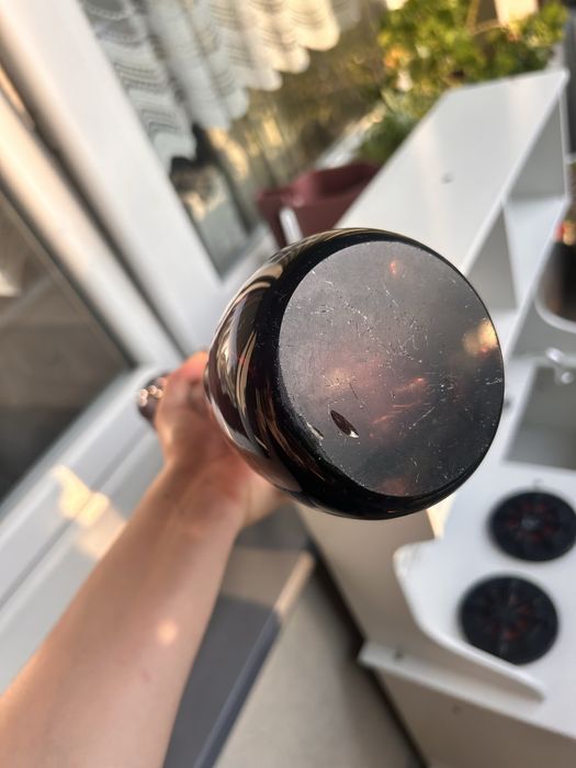Fioletowy wazon szklany sękacz vinatge PRL
