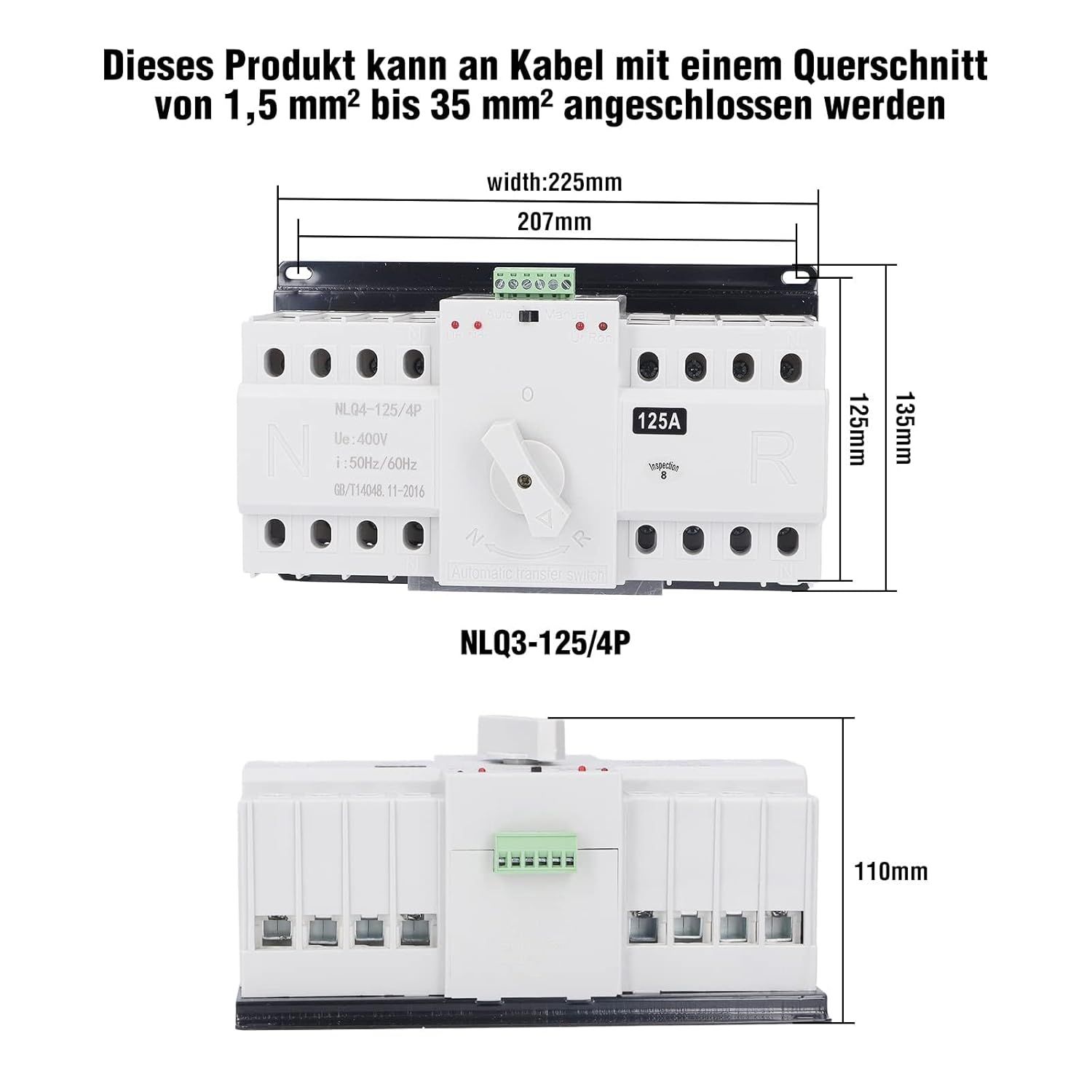 Podwójny automatyczny przełącznik zasilania AC 400 V  125A - NOWY