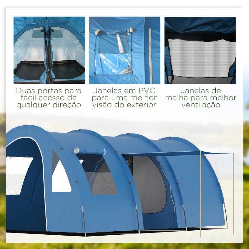 Tenda de Campismo Familiar para 5-6 Pessoas 475x315x215 cm Azul