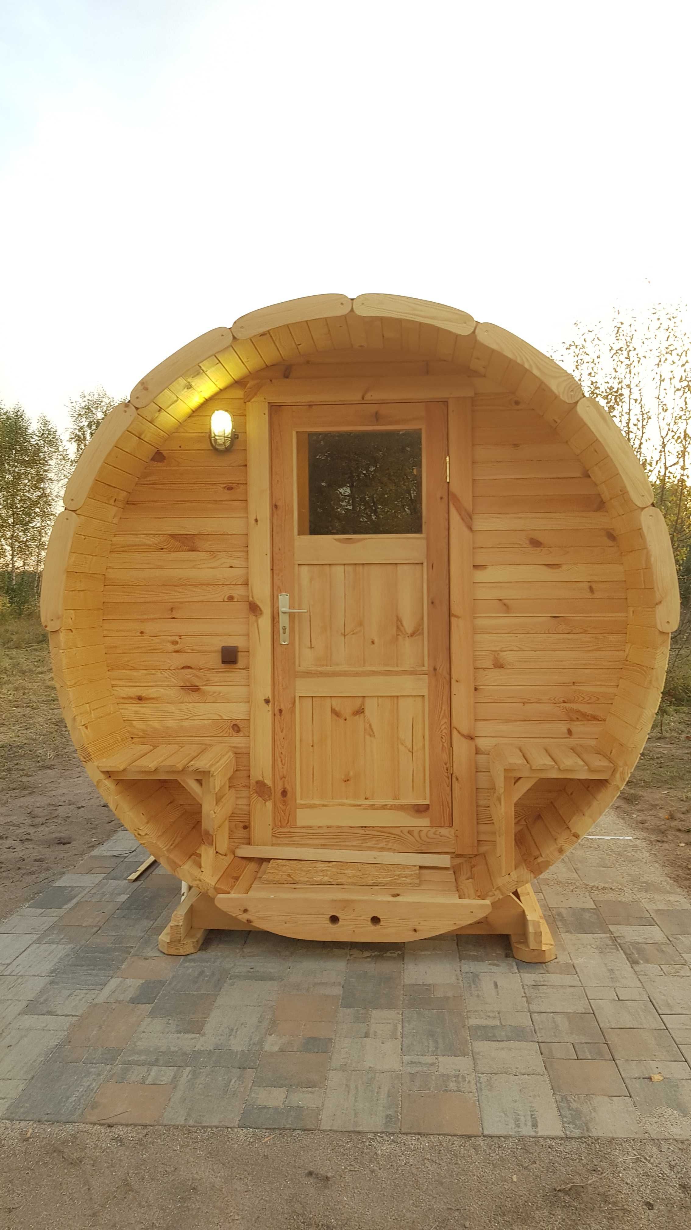 Sauna Beczka Bania Ogrodowa Wyposażona od Producenka z Litwy z Montaż