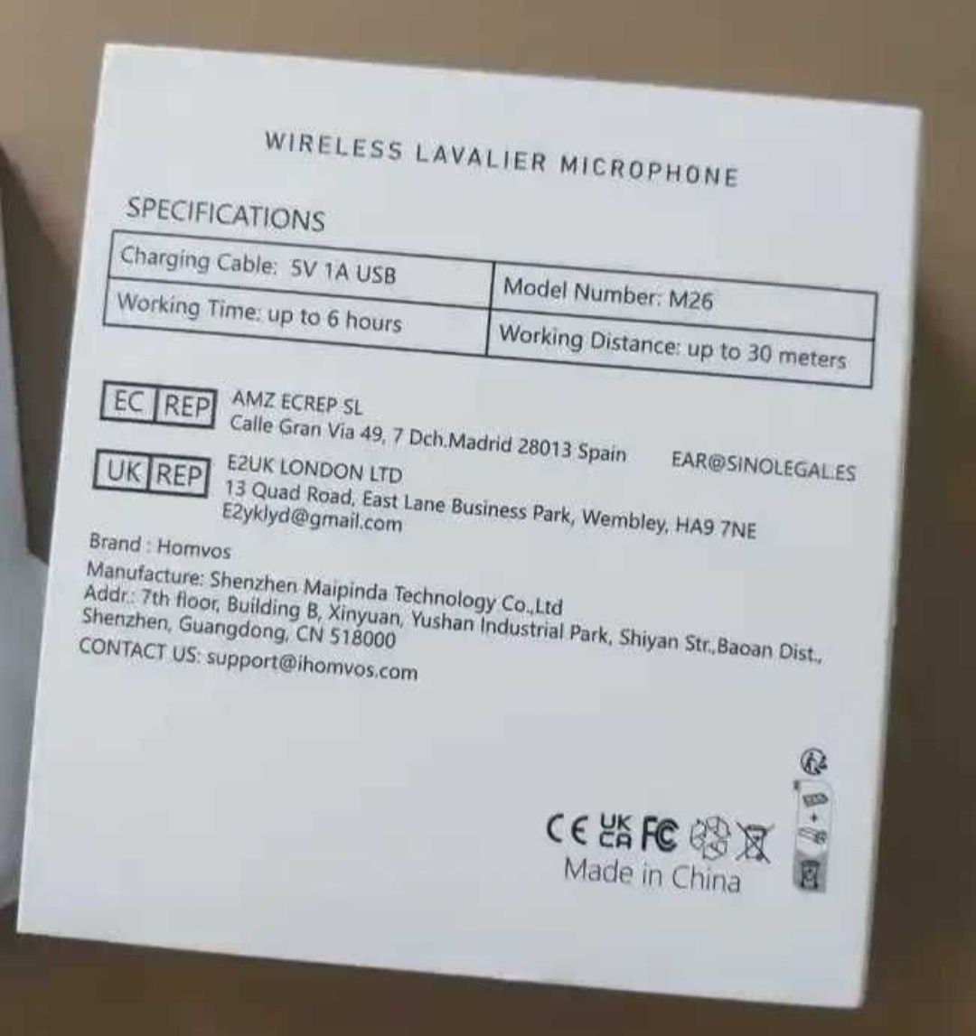 Homvos 2x  bezprzewodowy mini mikrofon do iPhone'a, iPada