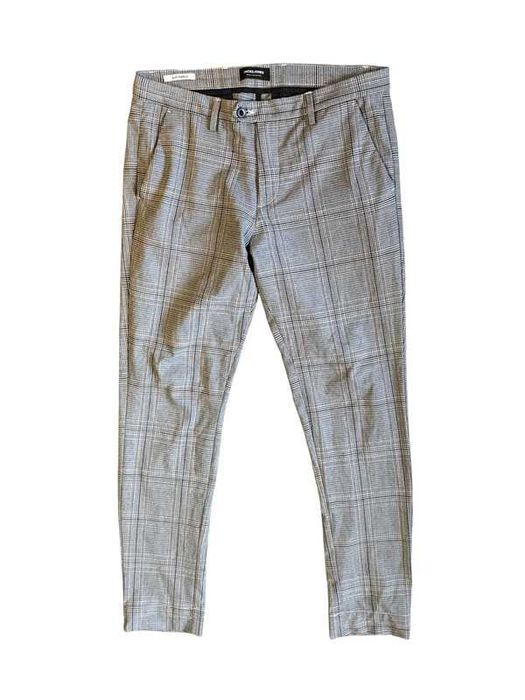 Stylowe spodnie bawełniane eleganckie Jack & Jones w kratkę  w33 l32