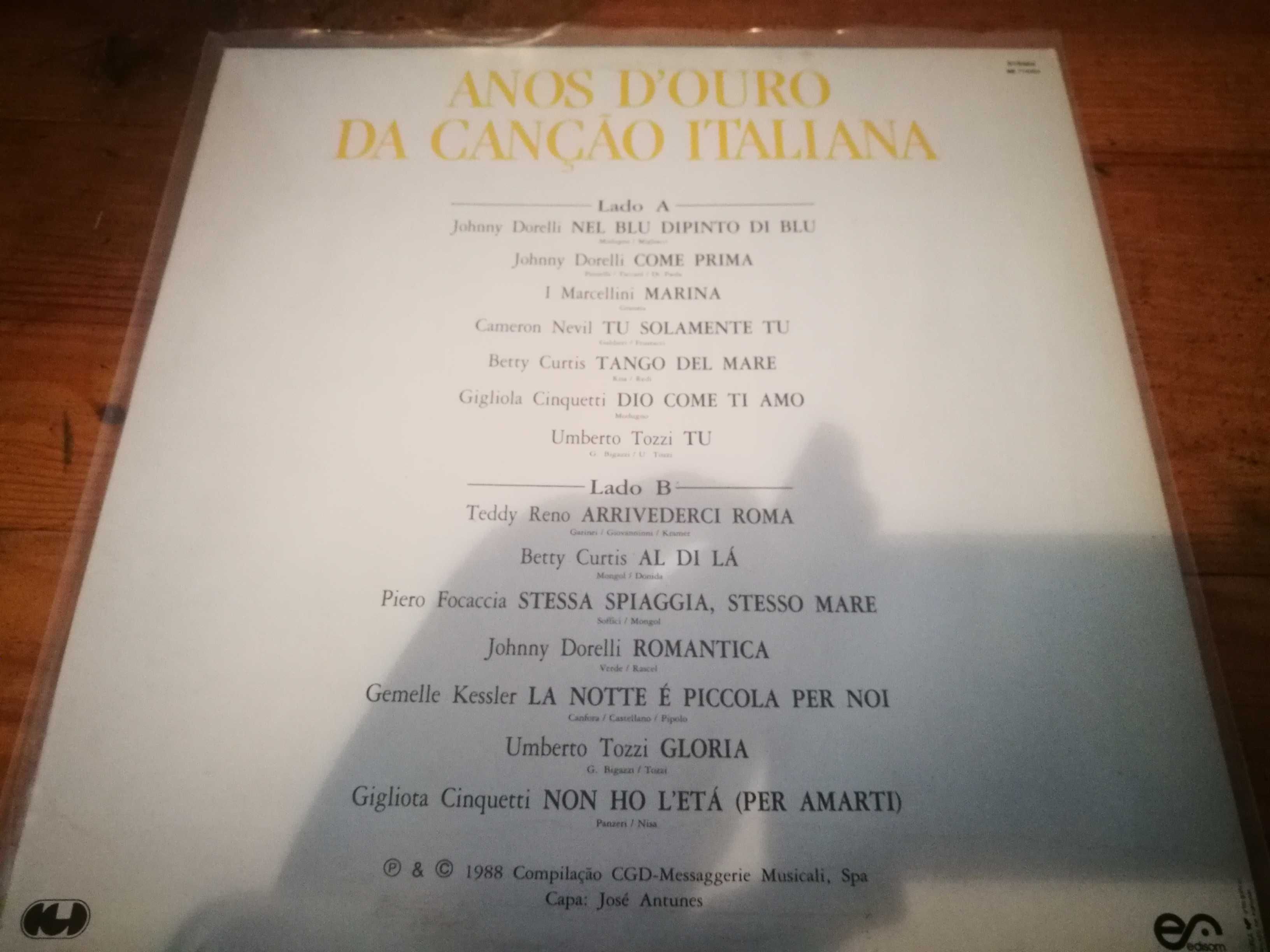 VARIOS   (MUSICA LIGEIRA ITALIANA) Anos Dóuro da  Canção Italiana  LP