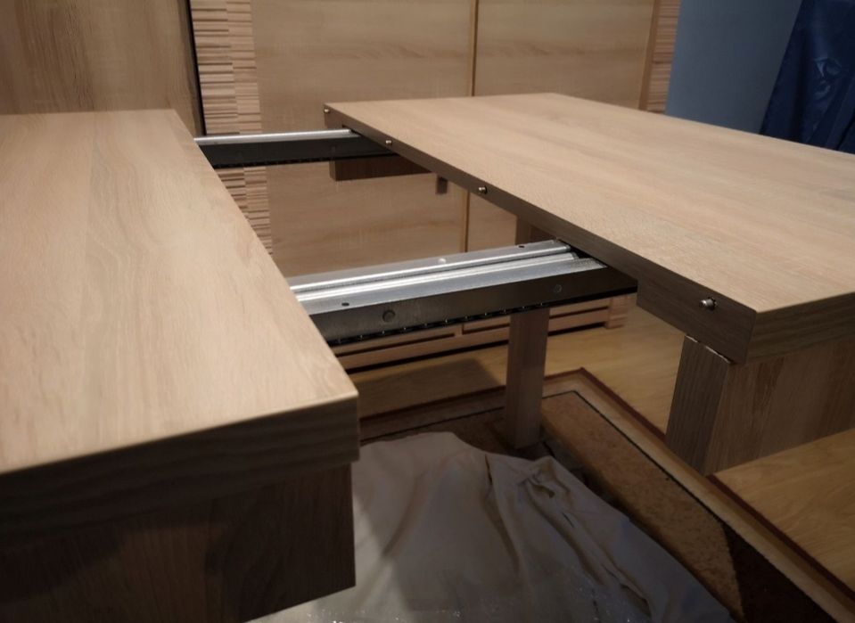 Stół rozkładany 90x90 jasny dąb + 2 wkłady 45 cm