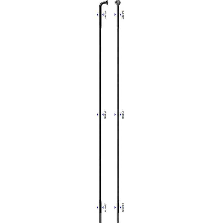 Raios Sapim Laser 2,0/1,5/2,0 preto 292 e 296mm