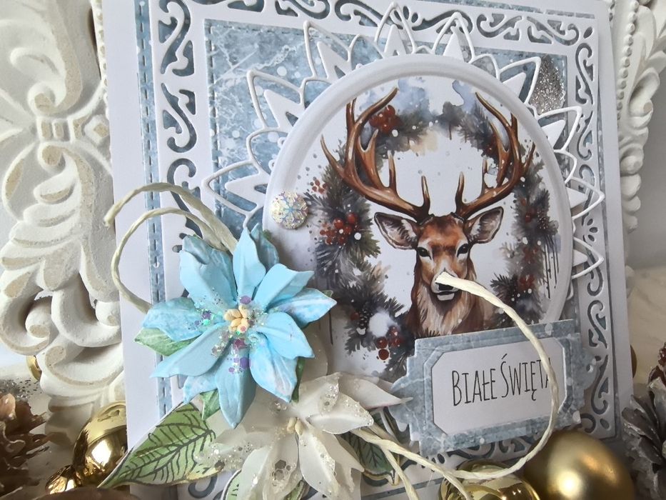 Ręcznie robiona kartka bożonarodzeniowa  w pudełku
