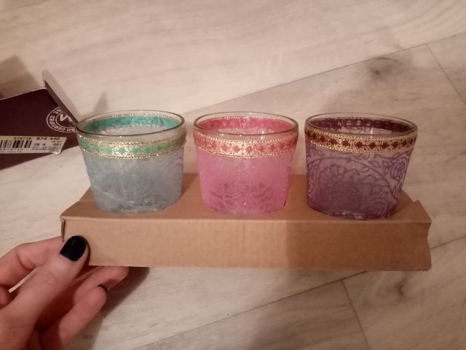 Tchibo świeczniki na tealighty organza bordiura