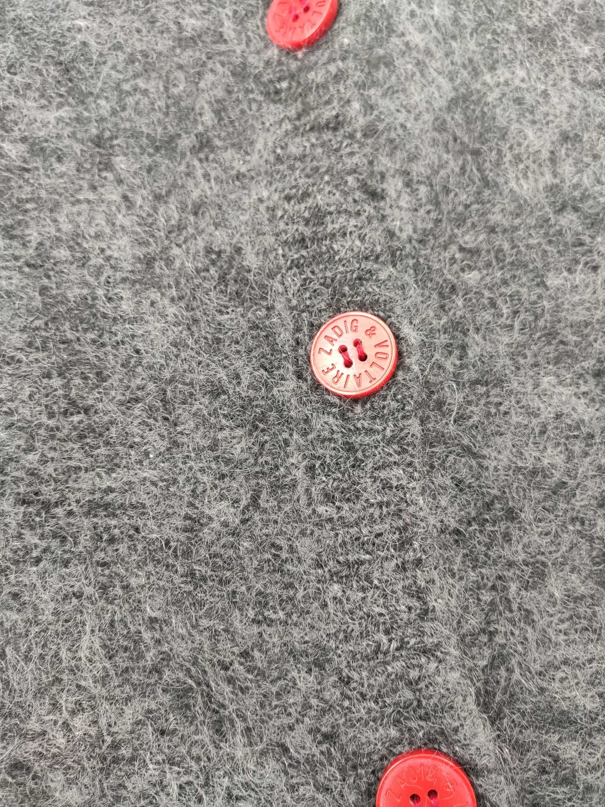 Sweter Zadig & Voltaire kardigan damski długi moher wełna szary r. S
