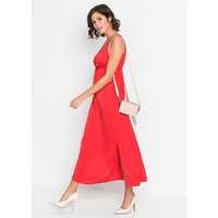 bonprix czerwona długa prosta sukienka damska bez rękawów 34-36