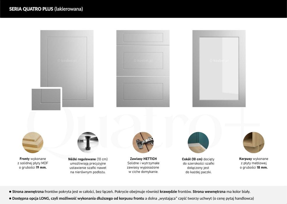 LAKIER Kuchnia QUATRO+ meble szafki kuchenne mat TRANSPORT wycena [MW]