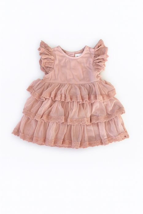 Sukienka Newbie 74 pudrowy róż koronkowa koktajlowa