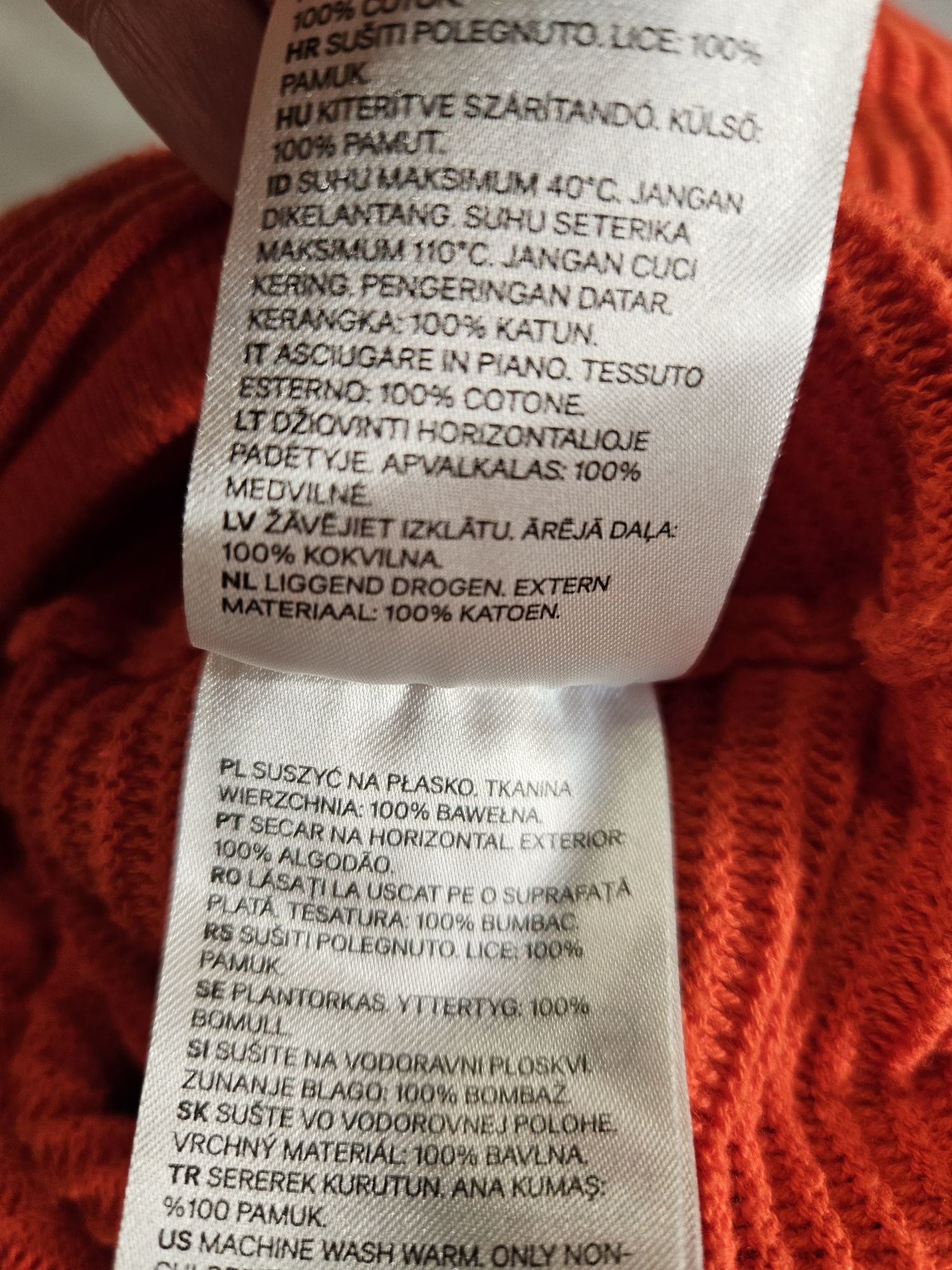Czerwony sweter h&m  bawełna  s pomarańczowa czerwień