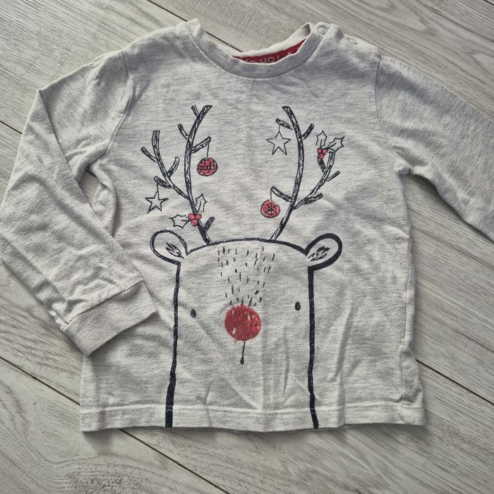 Szara bluzka z reniferem dla chlopca, F&F, r 86