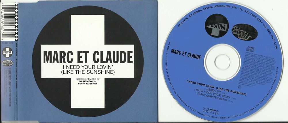 MARC ET CLAUDE - I Need Your Lovin - EMI 2000 Maxi CD RARE !