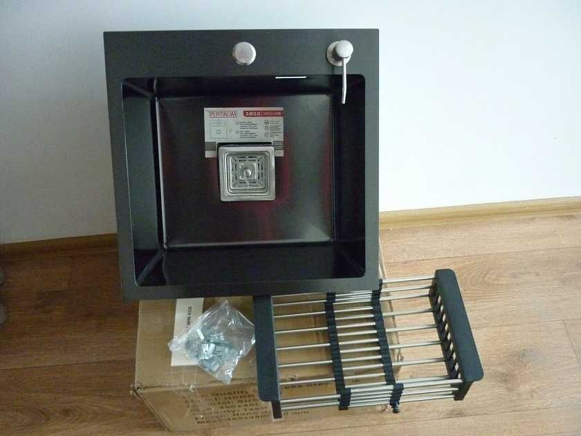 Кухонна мийка Platinum Handmade PVD чорна, квадратна, 50*50 см