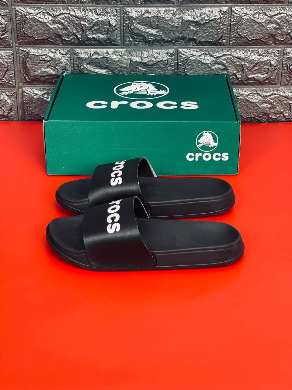 Мужские тапочки crocs черные шлепанцы крокс