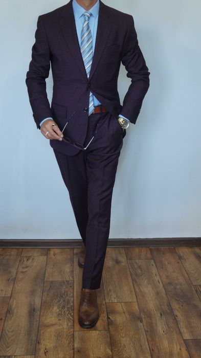 Garnitur H&M Rozmiar 48 175/104/84 Kolor Fiolet Głęboki Skinny Fit