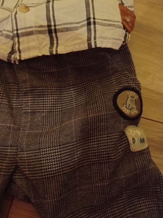 Elegancki komplet ubranko dla chłopca 68 74 smyk jak nowe krata