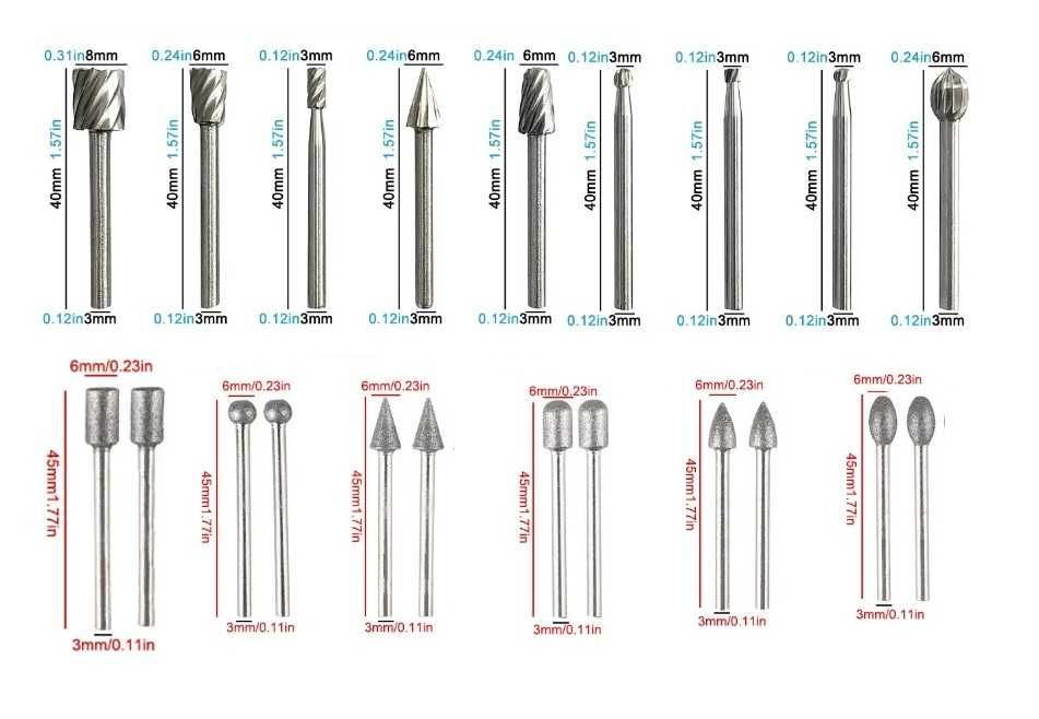 Насадки фрезы боры шарошки для гравера Dremel бормашины набор 20шт.