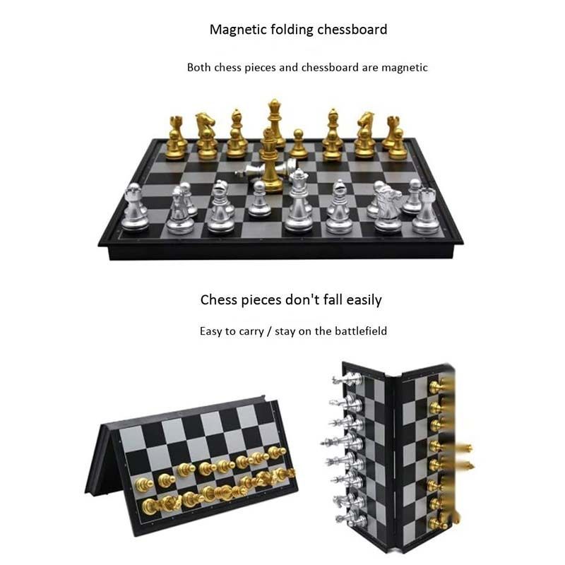 Магнитные Шахматы с золотыми и серебряными фигурами 36х36см