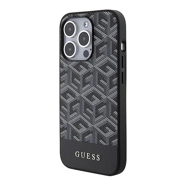 Etui Guess GCube Stripes MagSafe na iPhone 15 Pro Max - czarne