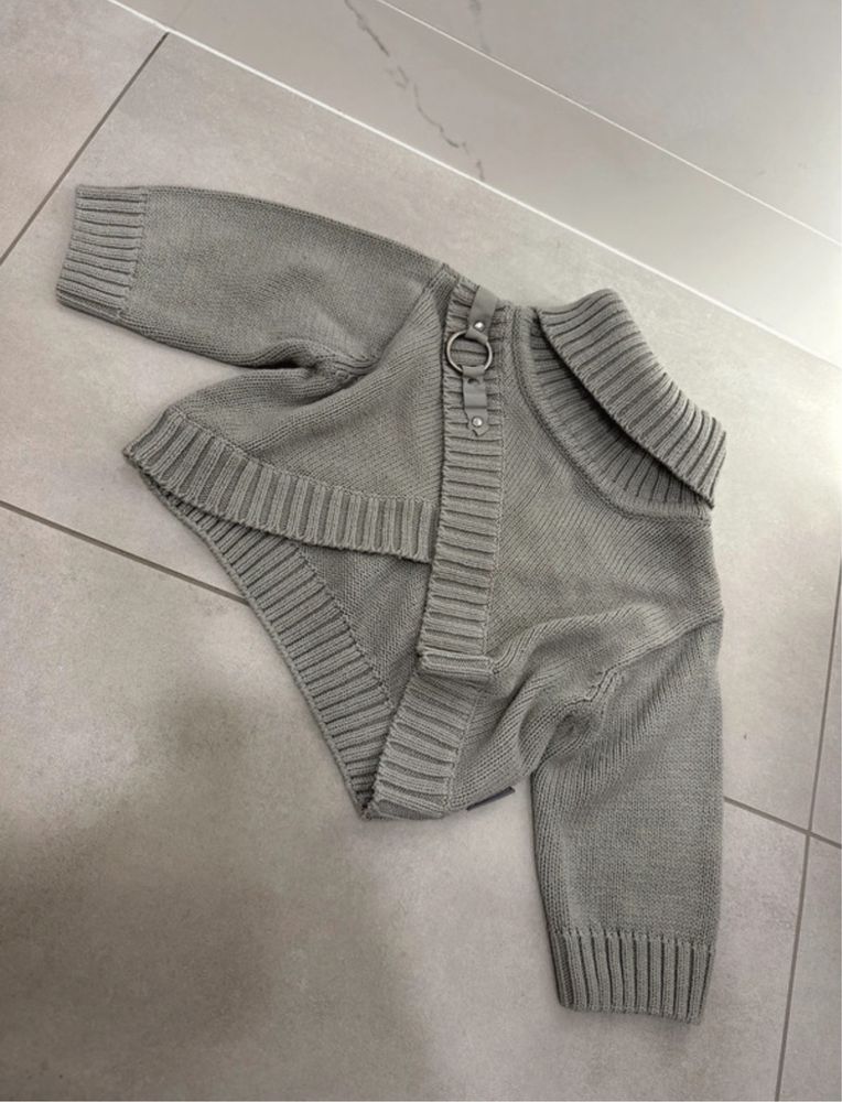 Szare bolerko sweterek golf dla dziewczynki eleganckie do koszuli