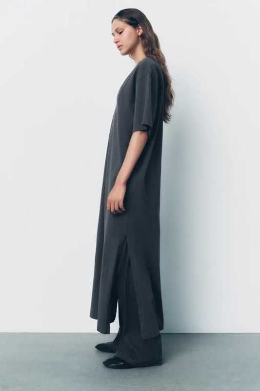 Сукня футболка міді із щільної бавовни Zara -  S