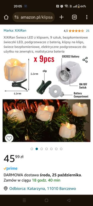 Lampki/świeczki z klipsami