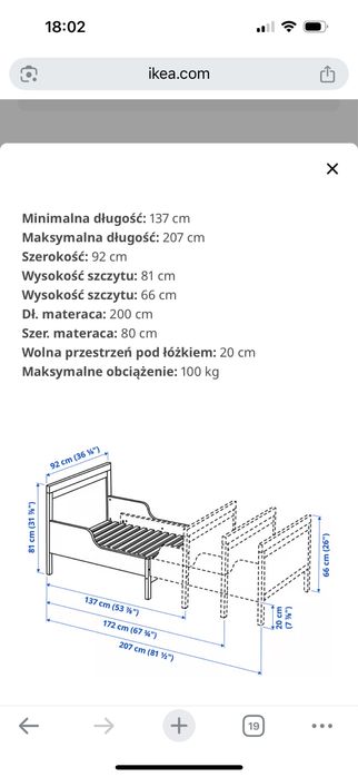 Łóżko Sundvik plus materac