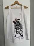 Biała bluzka koszulka top oversize nadruk mops New Yorker retro nowa