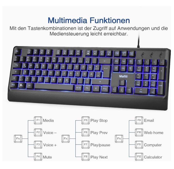 mafiti klawiatura usb przewodowa podświetlana niem