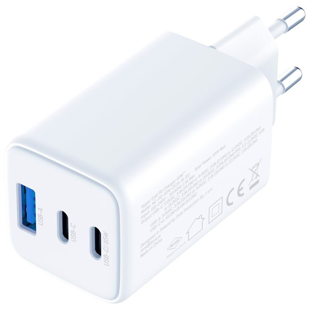 Ładowarka sieciowa 3MK Hyper GaN Charger 65W 1xUSB-A 2xUSB-C PD QC4+