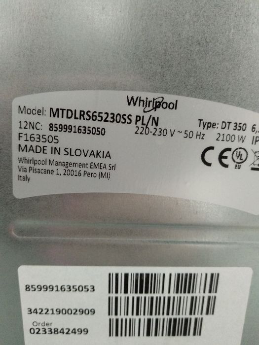 OUTLET Janki ul Wspólna 6 Pralka Whirlpool MTDLRS65230SS PL/N