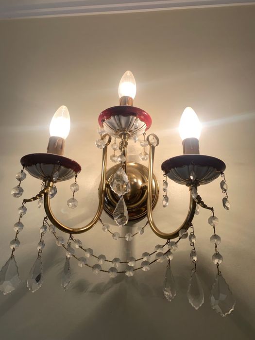 Lustre e dois apliques cristal