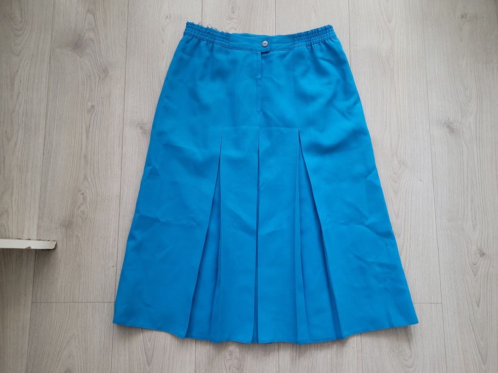 śliczna niebieska spódnica vintage PRL rozm. L