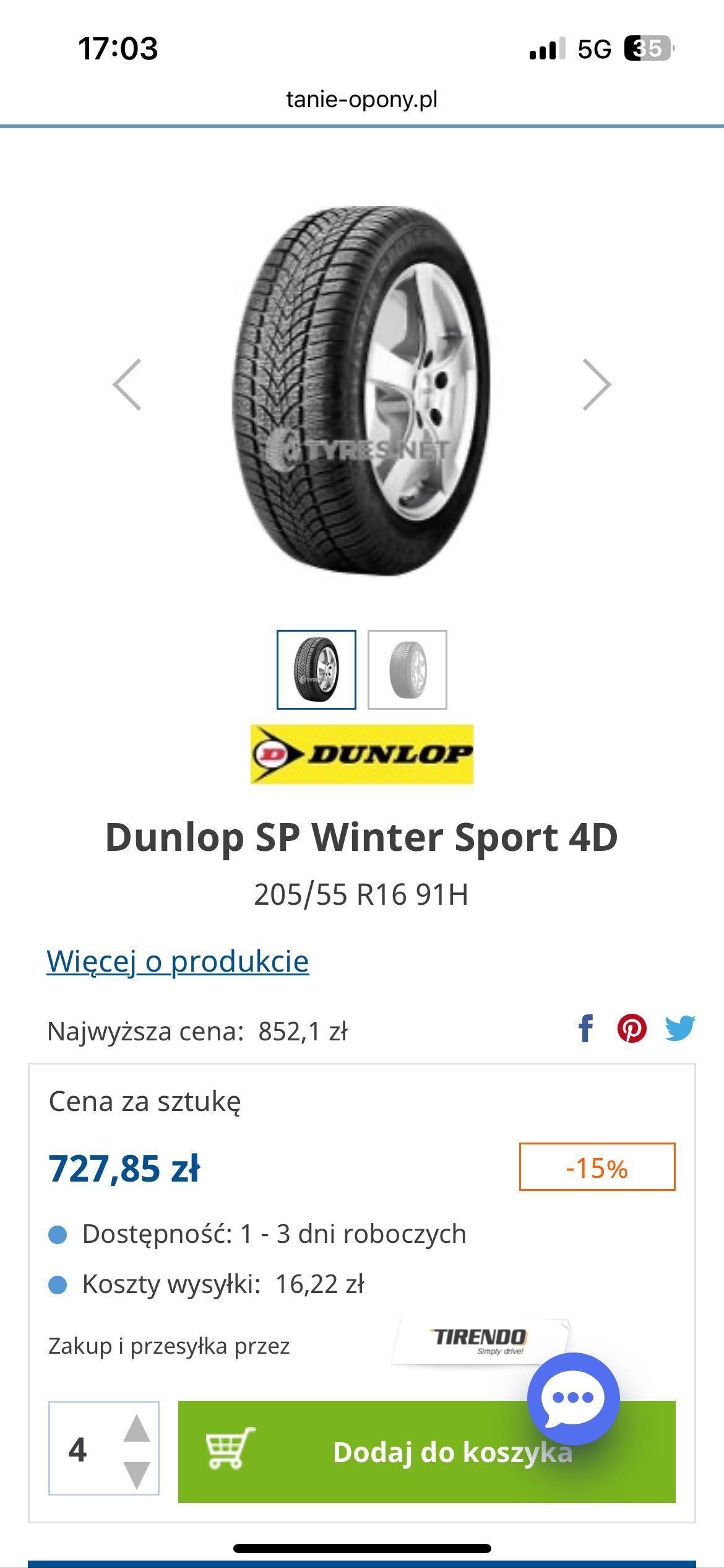 Opony zimowe Dunlop SP Winter Sport 4D