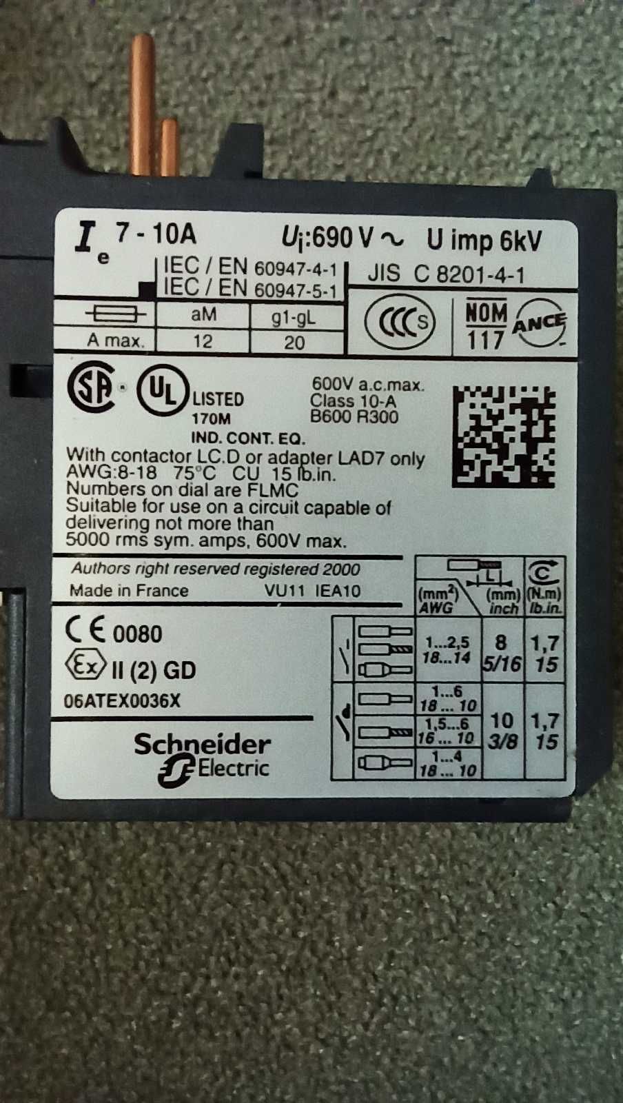 Теплове реле LRD14 7-10А Schneider Electric (НОВЕ)