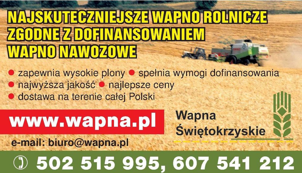 Wapno Nawozowe Granulowane-Nr.1 Wapno Rolnicze-Dotacje Polska i UE*