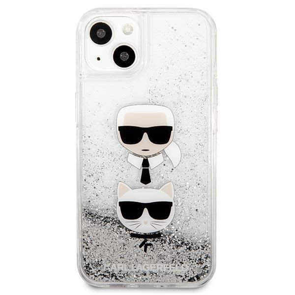 Etui Karl Lagerfeld Liquid Glitter iPhone 13 Mini 5,4" Srebrne