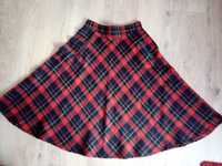 Vintage Krata czerwona spódnica długa z półkoła wełenka r. 34 pas 68cm