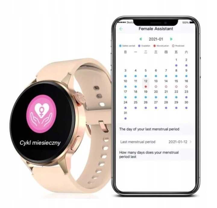 SMARTWATCH Damski DT 4+ Rozmowy MENU PL Indukcyjne ładowanie