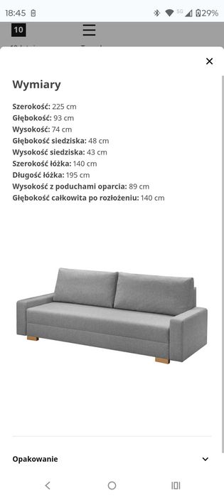 Kanapa rozkładana Ikea Gralviken - jak nowa