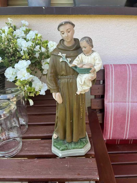 Figurka gipsowa Święty Antoni PRL